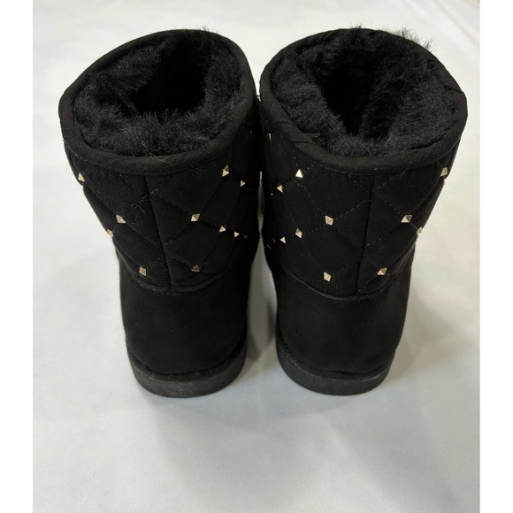 Juicy Couture Black Quilted Suede Fur‎ Lined Studded Boots Women's Size 7 - Picture 5 of 10